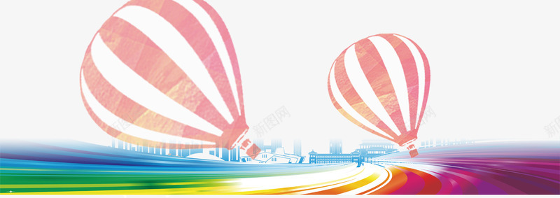 彩色光条热气球png免抠素材_新图网 https://ixintu.com 休闲娱乐 彩色光条 热气球 装饰图案