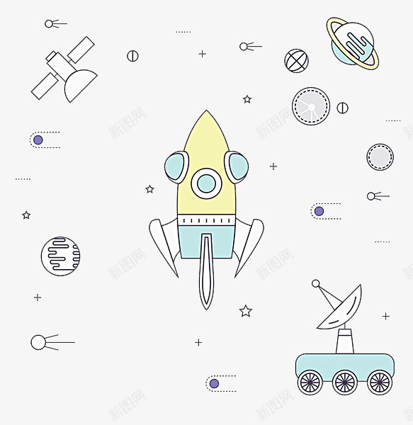 火箭简笔画png免抠素材_新图网 https://ixintu.com 外太空 手绘 火箭 火箭简笔画 科技 简笔画 航天器 行星