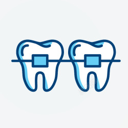 透明牙套两颗可爱的卡通矫正牙齿插画图标高清图片