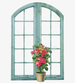 绿色环保花朵图标欧式装饰窗户高清图片