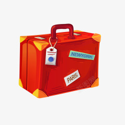 水彩手绘红色的行李箱矢量图素材