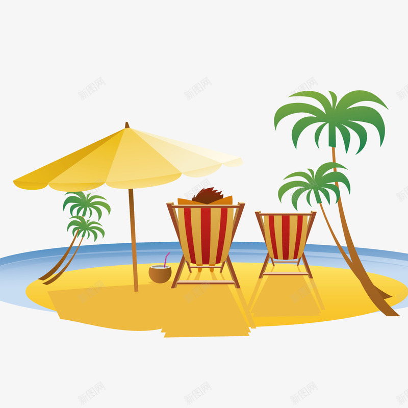 海边度假矢量图ai免抠素材_新图网 https://ixintu.com 伞 度假 旅游 椰子树 矢量图