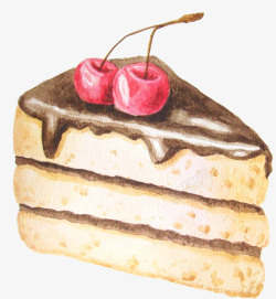 水彩风花朵手绘水彩风甜品食物蛋糕高清图片