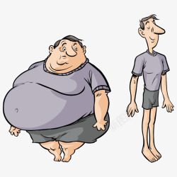 肥胖的人物减肥成功矢量图高清图片