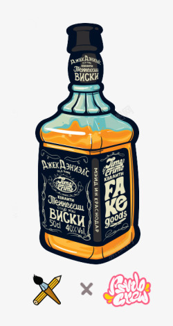 威士忌插画洋酒高清图片