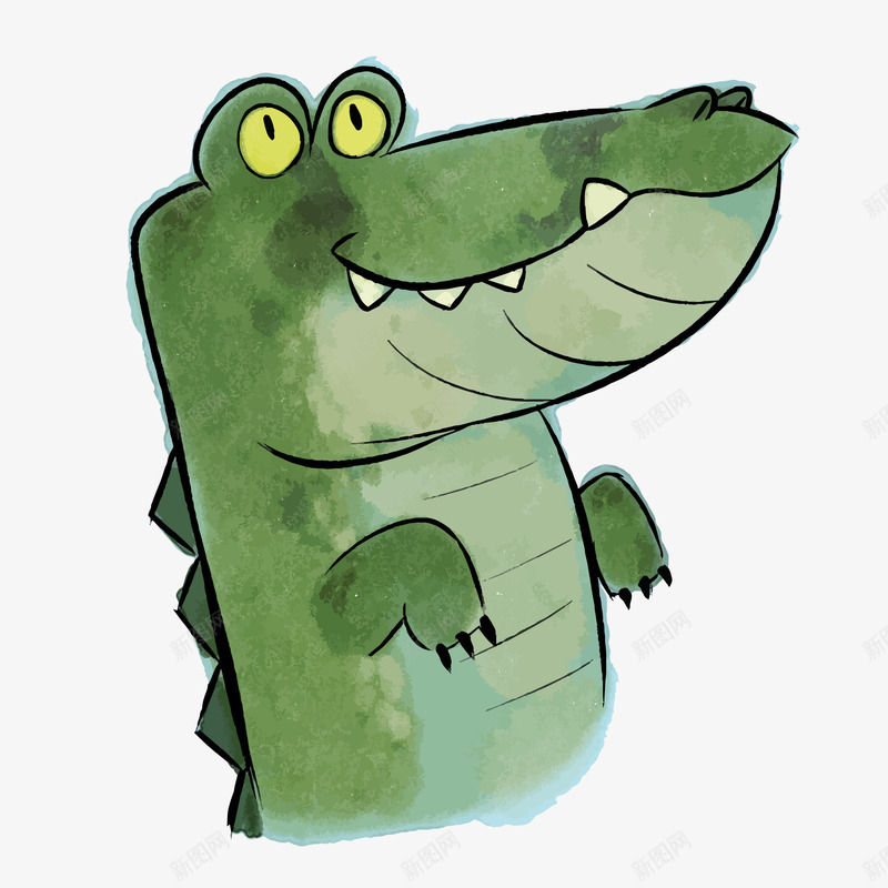水彩手绘鳄鱼矢量图ai免抠素材_新图网 https://ixintu.com 动物设计 手绘 森林 水彩 绿色 鳄鱼设计 矢量图