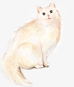 创意合成水彩白色的小猫素材
