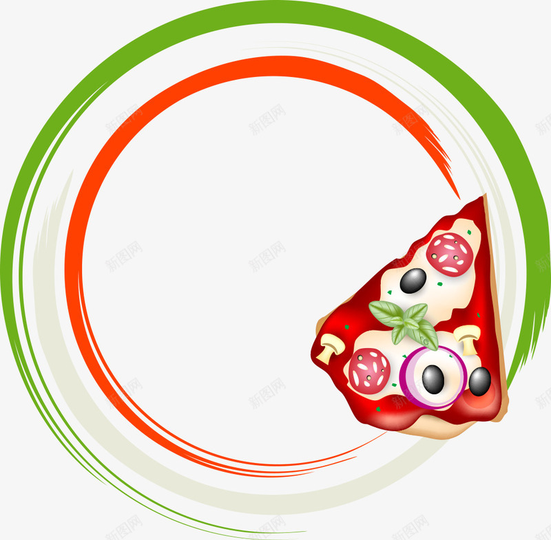 圆形笔触与披萨矢量图ai免抠素材_新图网 https://ixintu.com 创意披萨 卡通披萨 圆形笔触 披萨 矢量披萨 矢量图