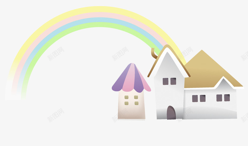 彩虹和手绘的房子psd免抠素材_新图网 https://ixintu.com 彩虹 房子 手绘 手绘房子