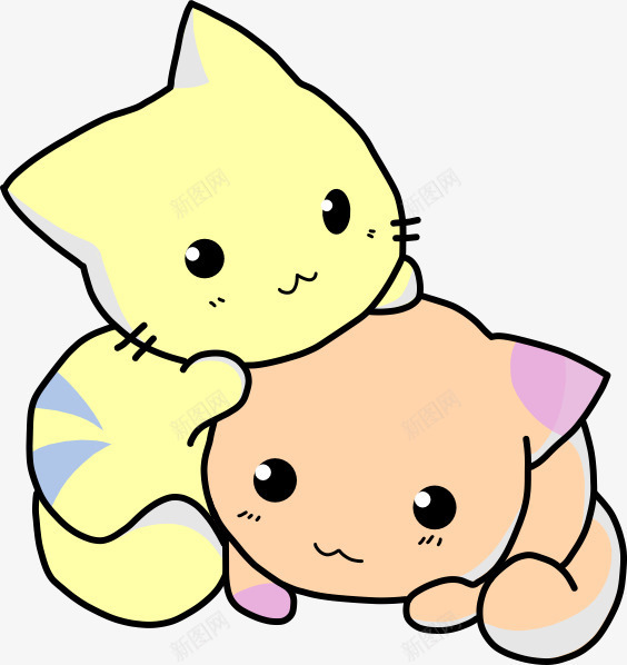 两只小猫咪png免抠素材_新图网 https://ixintu.com 两只猫咪 卡通 可爱 猫咪