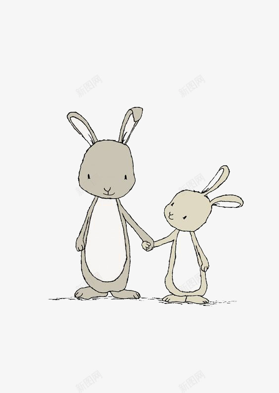 卡通兔子png免抠素材_新图网 https://ixintu.com 儿童 兔子 卡通 妈妈和儿子手绘 手绘 插画 文艺 母子 清新