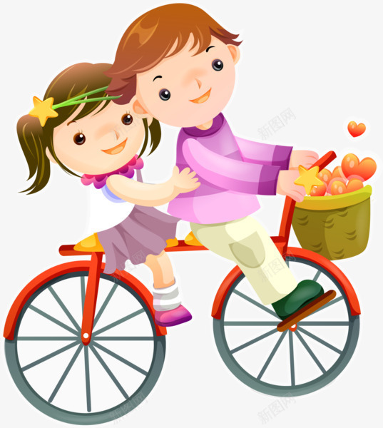 骑自行车的情侣png免抠素材_新图网 https://ixintu.com 七夕 卡通 情人节 情侣 爱情 男孩骑自行车载女孩 自行车
