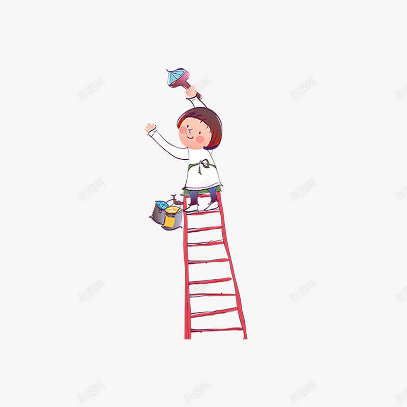 爬楼梯粉刷的孩子人物png免抠素材_新图网 https://ixintu.com 人物设计 儿童节 卡通 孩子 插画设计 粉刷 绘画 走