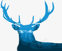 蓝色鹿矢量图素材
