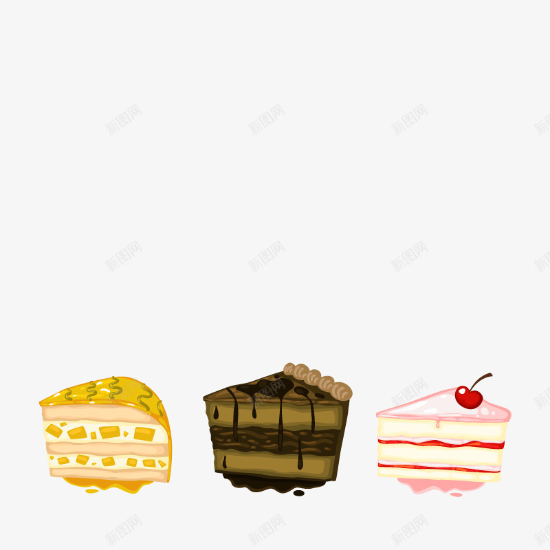 三块蛋糕矢量图ai免抠素材_新图网 https://ixintu.com 高清 黑森林蛋糕 矢量图