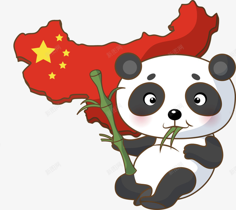可爱的熊猫png免抠素材_新图网 https://ixintu.com 卡通 可爱 国宝 地图 插图 熊猫 竹子 红色的