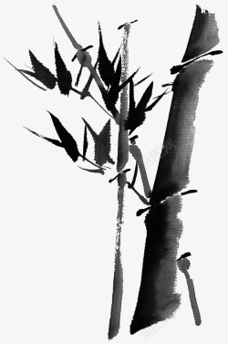 手绘水墨画植物竹子素材