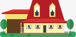 红色屋顶的别墅素材