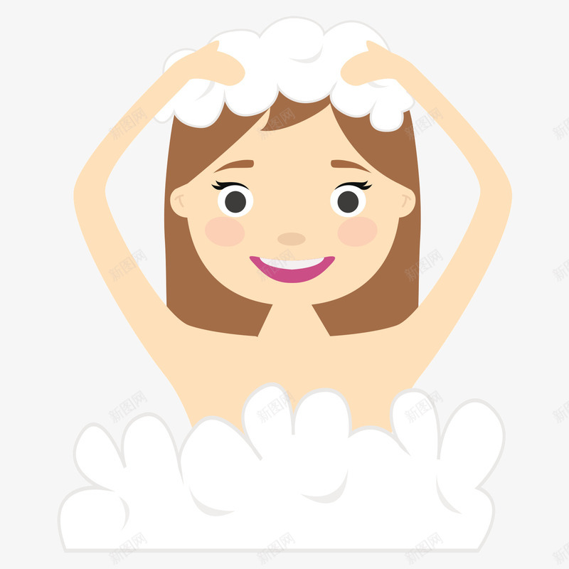 女人洗澡png免抠素材_新图网 https://ixintu.com 女人 泡沫 白色 素材