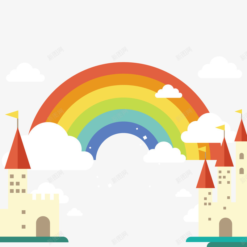 彩色魔法世界城堡png免抠素材_新图网 https://ixintu.com 彩色彩虹 背景装饰 魔幻世界 魔幻城堡
