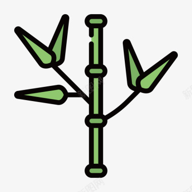 绿色手绘线稿竹子元素矢量图图标图标