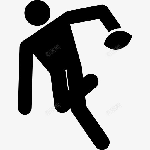 橄榄球运动员的黑色剪影与球在手图标png_新图网 https://ixintu.com 一方面 体育 球 球员 跑步 运动 黑色剪影