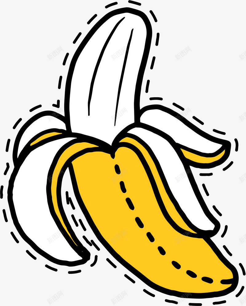 卡通手绘香蕉水果png免抠素材_新图网 https://ixintu.com 卡通贴纸 手绘 时尚 水果 矢量图案 食物 香蕉