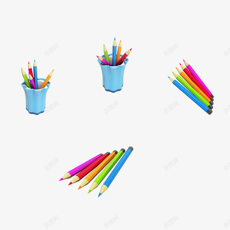 彩色3d铅笔png免抠素材_新图网 https://ixintu.com 3d 彩色 文具 铅笔