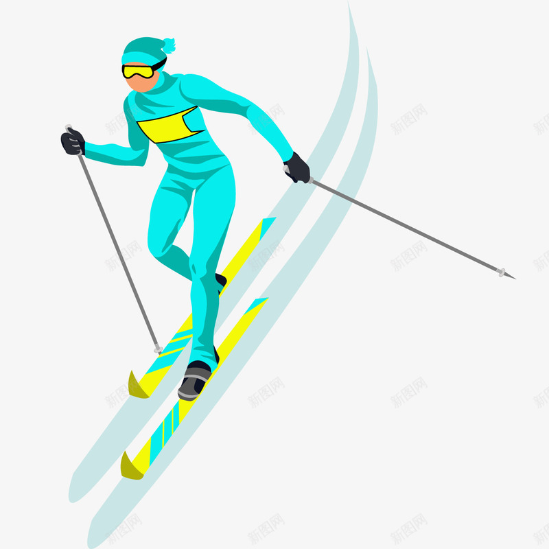 手绘卡通人物健身运动员png免抠素材_新图网 https://ixintu.com 健身运动员 卡通人物 卡通滑雪 双板滑雪 滑雪比赛 运动