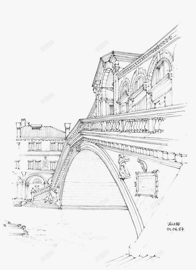 卡通手绘线描png免抠素材_新图网 https://ixintu.com 卡通场景 场景线稿 线描 线描场景 风景