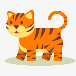 老虎贴纸设计卡通可爱的动物园里的老虎矢量图高清图片