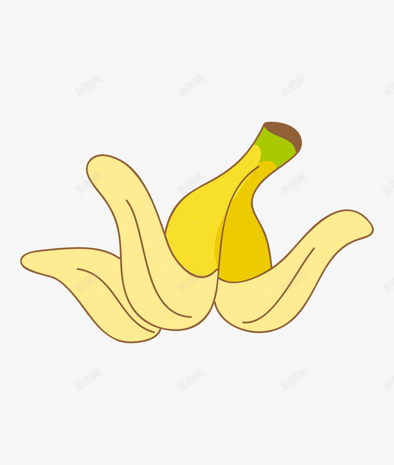 手绘水彩黄色香蕉皮png免抠素材_新图网 https://ixintu.com 创意 剥开的香蕉 卡通手绘 水彩 水果 香蕉皮
