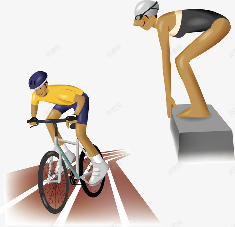 体育运动png免抠素材_新图网 https://ixintu.com 体育运动 动漫 卡通人物 比赛 自行车 跳水 运动员 骑车