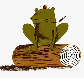 卡通青蛙png免抠素材_新图网 https://ixintu.com 动物 卡通 手绘 插画 木头 青蛙