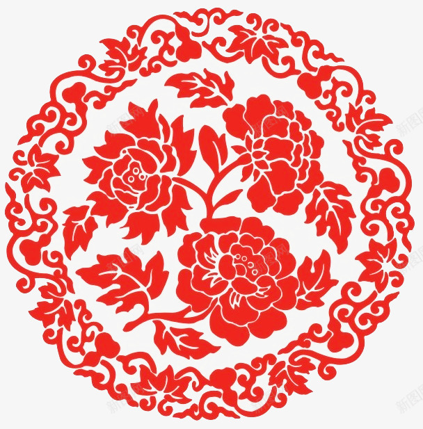 窗花png免抠素材_新图网 https://ixintu.com 中国风 窗花 红色 花纹 镂空