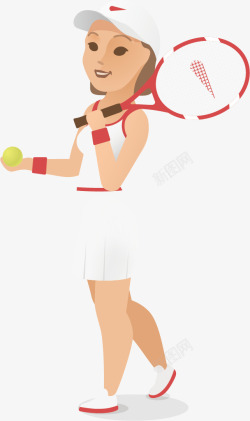 网球运动员发球插画时尚扁平化职业人物高清图片