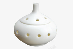 白色小香炉圆形镂空陶瓷香炉高清图片