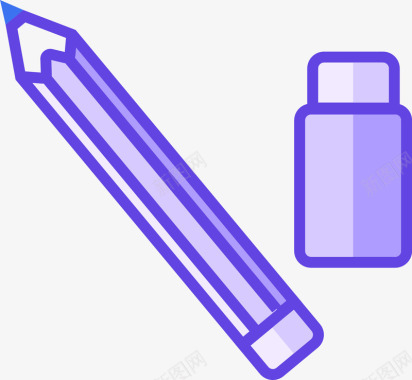 紫色手绘橡皮铅笔文具卡通图标矢量图图标