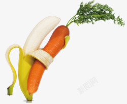 香蕉抱胡萝卜素材