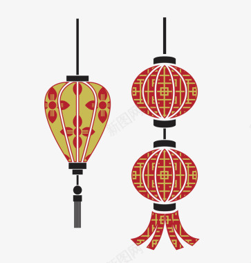 红色喜庆传统灯具图标图标