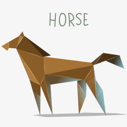 折纸马一匹马折纸插画矢量图高清图片