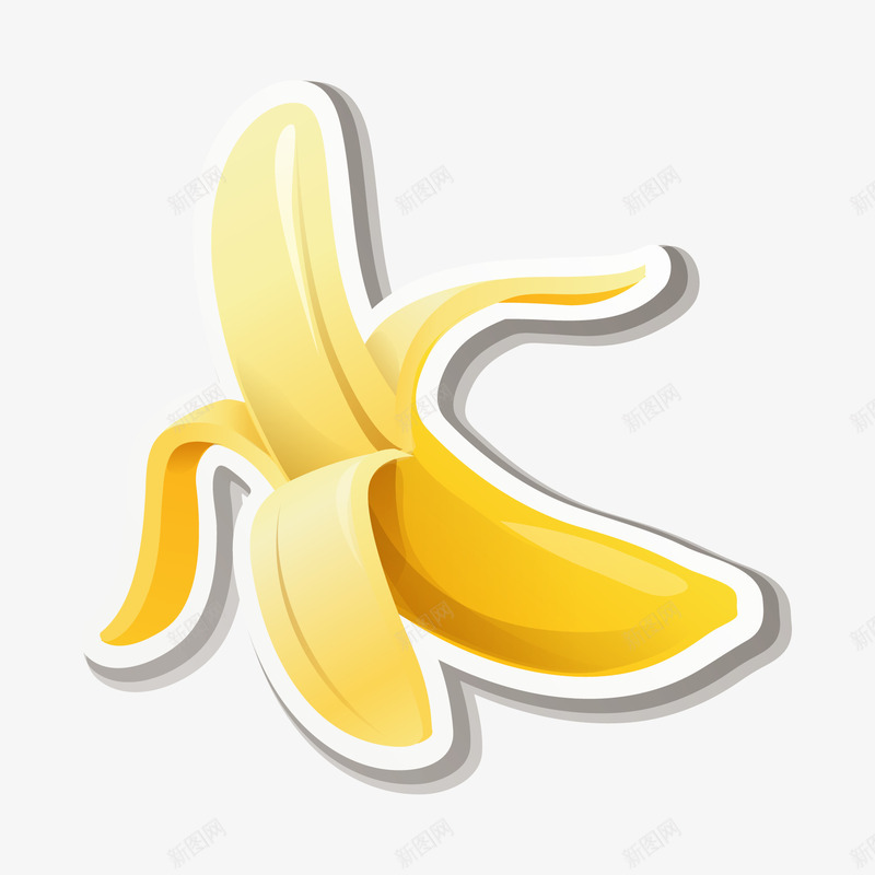 卡通香蕉水果贴纸矢量图ai免抠素材_新图网 https://ixintu.com 卡通 植物设计 水果 贴纸设计 香蕉 黄色 矢量图