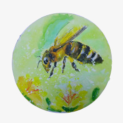 蜜蜂采蜜水彩画片素材