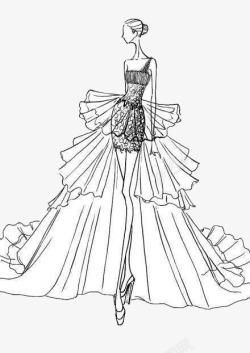 婚纱设计稿唯美婚纱线稿线条图标高清图片