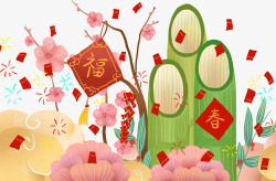 升辉装饰新年节节高升装饰手绘插画高清图片