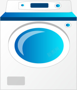 卡通蓝色洗衣机矢量图素材