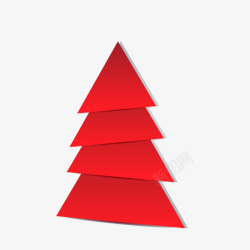 红白风格折纸圣诞树高清图片