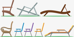 棕色躺椅彩色板凳躺椅高清图片
