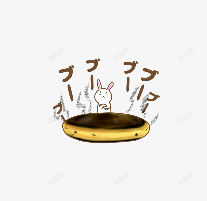 兔子与奶油蛋糕png免抠素材_新图网 https://ixintu.com 卡通贴纸 手账贴纸 网页素材