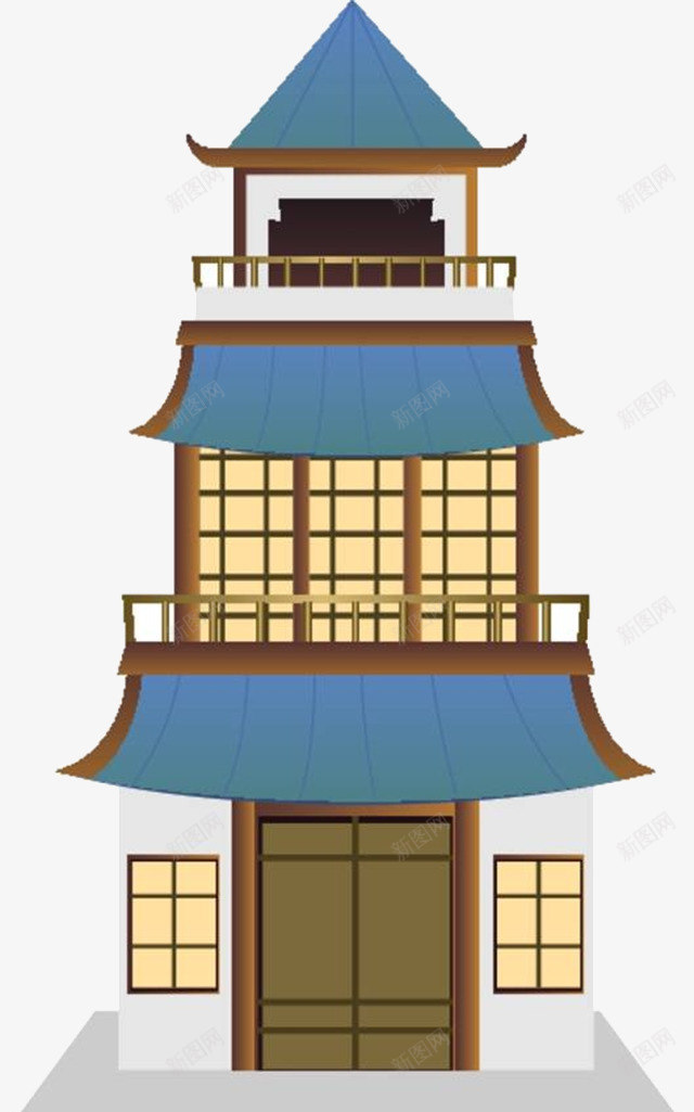 手绘古典建筑楼青瓦白墙png免抠素材_新图网 https://ixintu.com 古代 古典 古典建筑 屋檐 楼宇 瓦 青瓦白墙